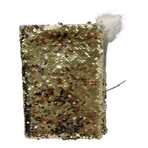 Reverse Sequin Girls Journal in Gold With Pen By Dolgen Corporation 7 X 5 Inch
